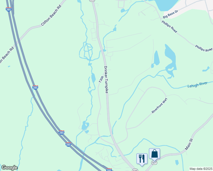 map of restaurants, bars, coffee shops, grocery stores, and more near 10 Robin Lane in Lackawanna County