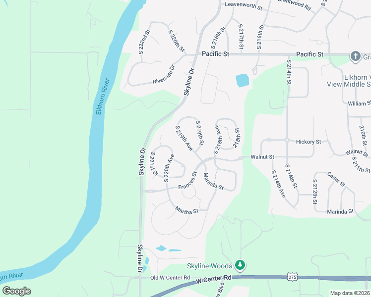 map of restaurants, bars, coffee shops, grocery stores, and more near 1702 South 219th Avenue in Omaha