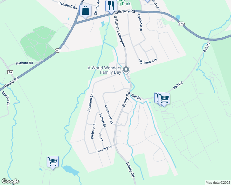 map of restaurants, bars, coffee shops, grocery stores, and more near 2 Arthurs Court in Warwick