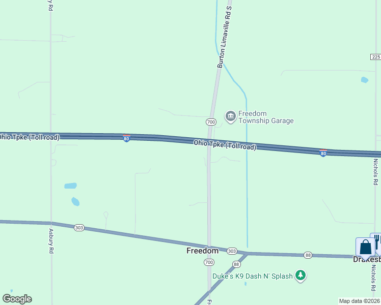 map of restaurants, bars, coffee shops, grocery stores, and more near 9197 Ohio 700 in Windham