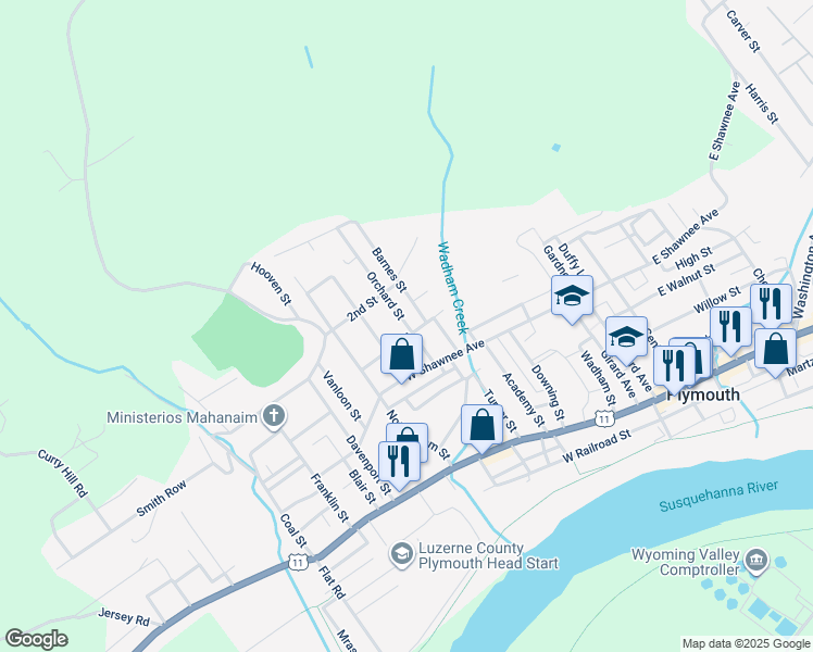 map of restaurants, bars, coffee shops, grocery stores, and more near 161-163 Orchard Street in Plymouth