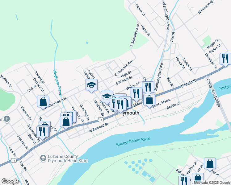 map of restaurants, bars, coffee shops, grocery stores, and more near 31 Willow St in Plymouth