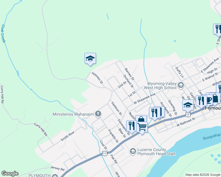 map of restaurants, bars, coffee shops, grocery stores, and more near 485 2nd Street in Plymouth