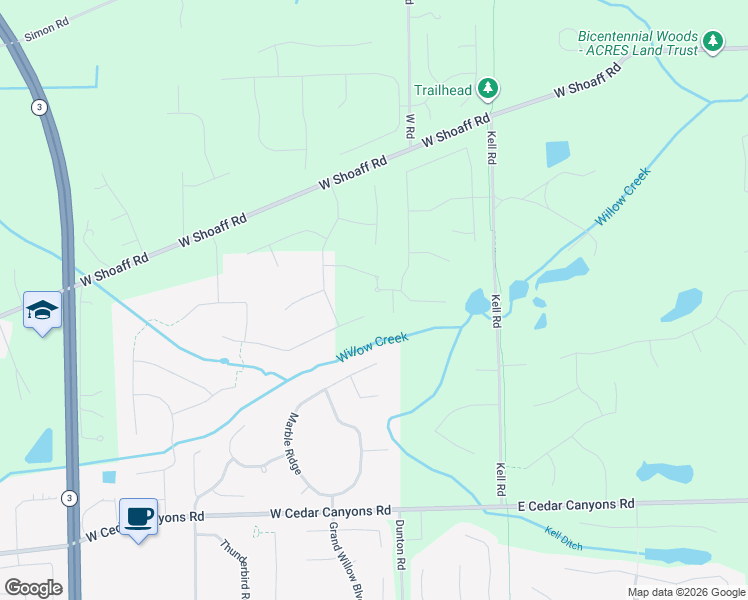 map of restaurants, bars, coffee shops, grocery stores, and more near 804 Marble Ridge in Fort Wayne