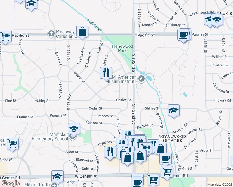 map of restaurants, bars, coffee shops, grocery stores, and more near 1812 South 133rd Avenue in Omaha
