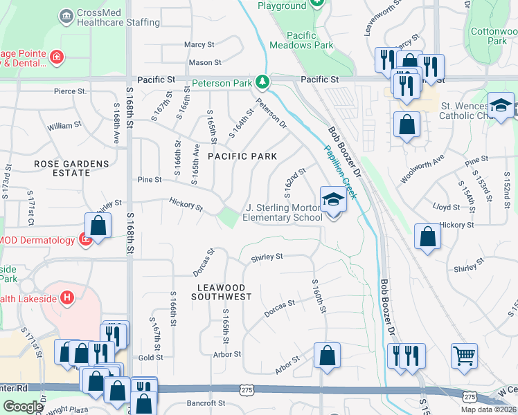 map of restaurants, bars, coffee shops, grocery stores, and more near 1445 South 163rd Street in Omaha
