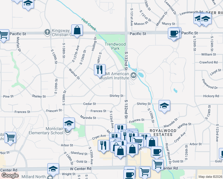 map of restaurants, bars, coffee shops, grocery stores, and more near 1812 South 133rd Avenue in Omaha