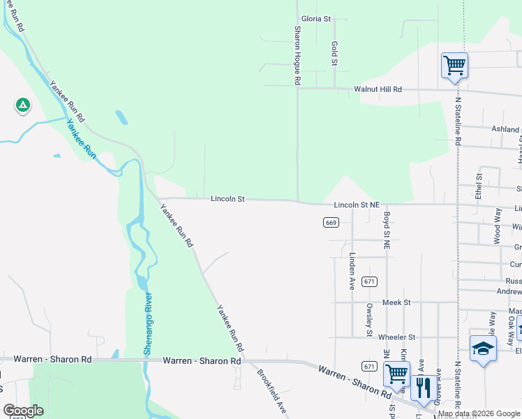 map of restaurants, bars, coffee shops, grocery stores, and more near 7964 Lincoln Street Northeast in Masury