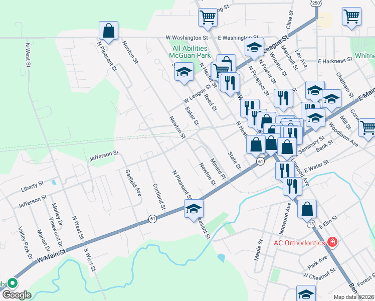 map of restaurants, bars, coffee shops, grocery stores, and more near 37 Newton Street in Norwalk