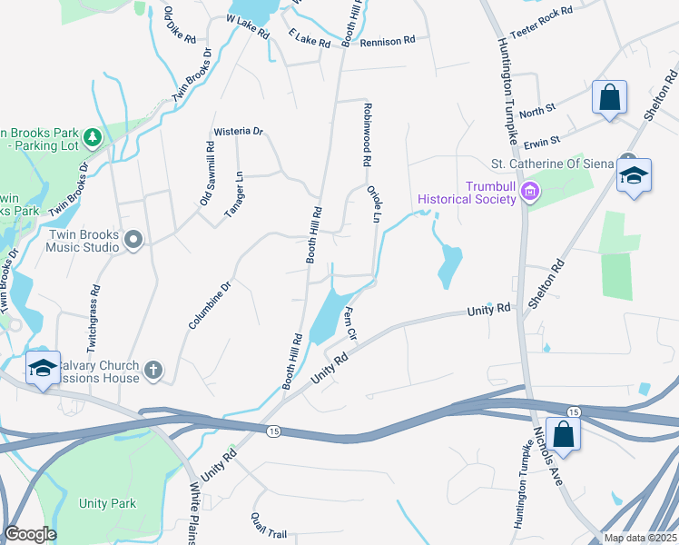 map of restaurants, bars, coffee shops, grocery stores, and more near 122 Fern Circle in Trumbull