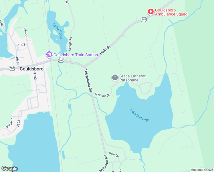 map of restaurants, bars, coffee shops, grocery stores, and more near N Shore Dr in Wayne