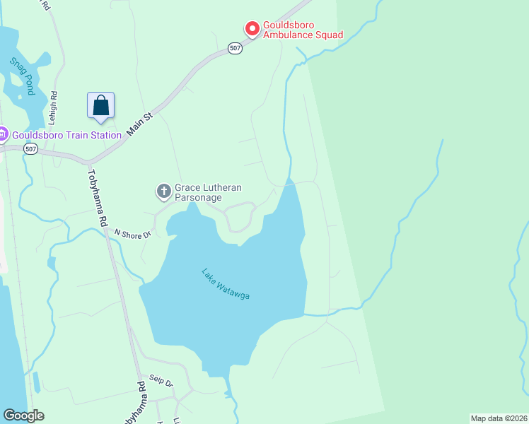 map of restaurants, bars, coffee shops, grocery stores, and more near N Shore Dr in Wayne