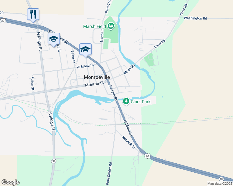 map of restaurants, bars, coffee shops, grocery stores, and more near 60 South Main Street in Monroeville