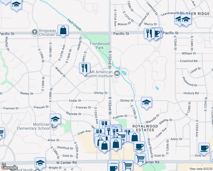 map of restaurants, bars, coffee shops, grocery stores, and more near 1817 South 133rd Street in Omaha
