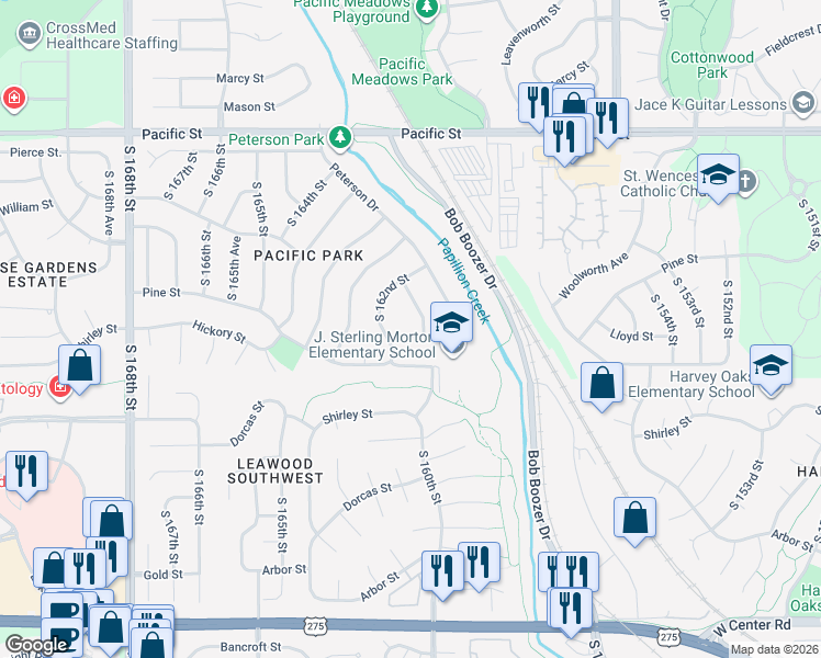 map of restaurants, bars, coffee shops, grocery stores, and more near 16123 Hickory Street in Omaha