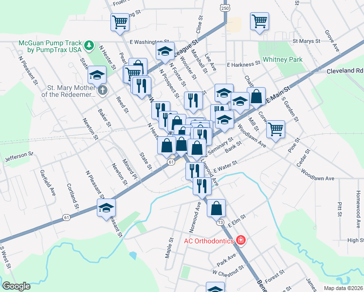 map of restaurants, bars, coffee shops, grocery stores, and more near in Norwalk