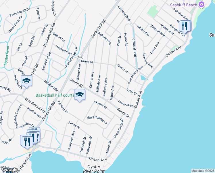 map of restaurants, bars, coffee shops, grocery stores, and more near 42 Milton Avenue in West Haven