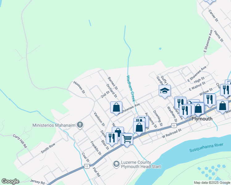 map of restaurants, bars, coffee shops, grocery stores, and more near 161-163 Orchard Street in Plymouth