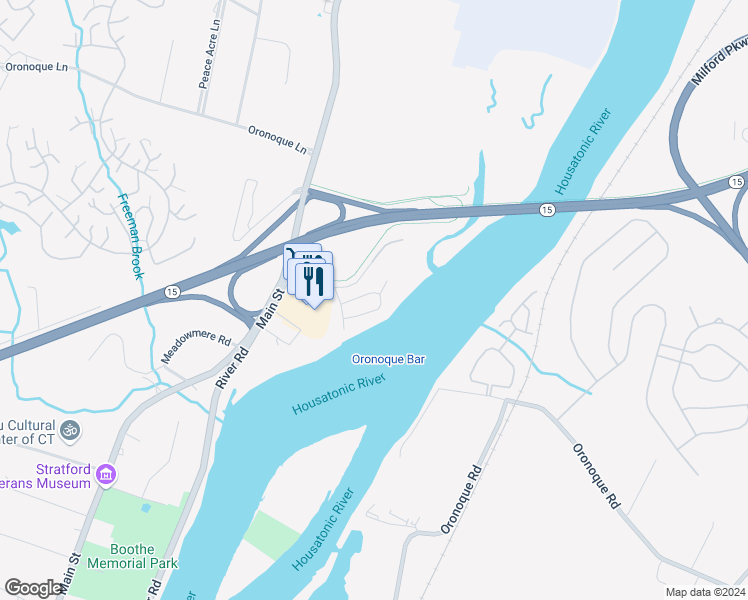 map of restaurants, bars, coffee shops, grocery stores, and more near 502 Jamestown Road in Stratford