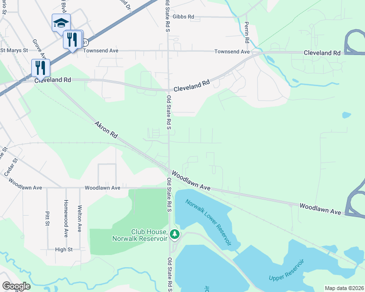 map of restaurants, bars, coffee shops, grocery stores, and more near 5 Macintosh Road in Norwalk