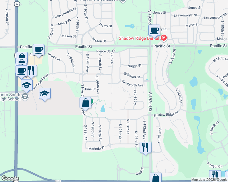 map of restaurants, bars, coffee shops, grocery stores, and more near 1509 South 195th Street in Omaha