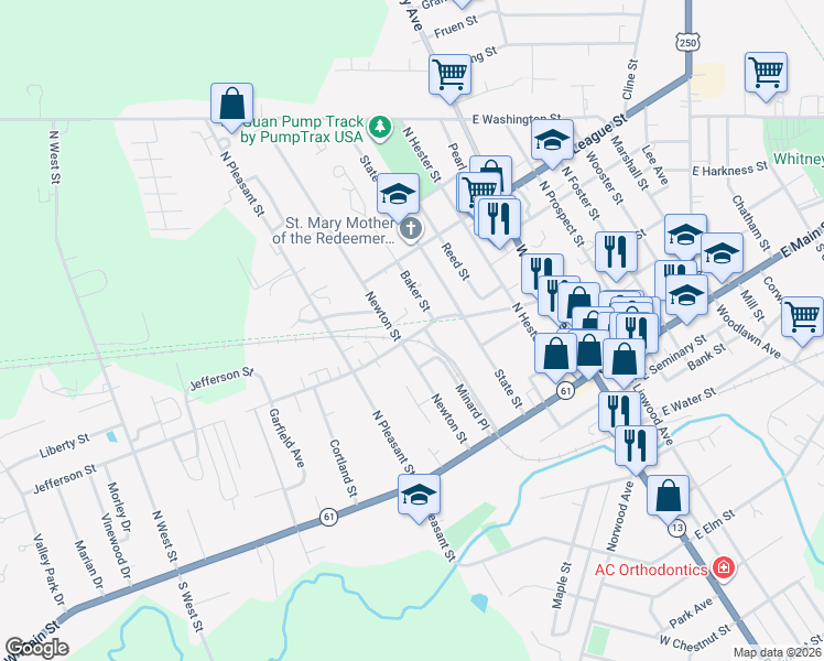map of restaurants, bars, coffee shops, grocery stores, and more near 20 Jefferson Street in Norwalk