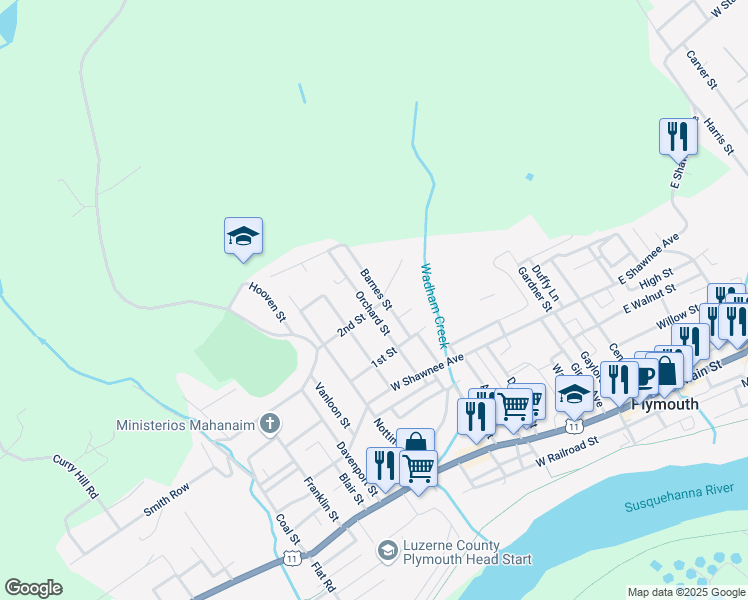 map of restaurants, bars, coffee shops, grocery stores, and more near 201-219 Barnes St in Plymouth