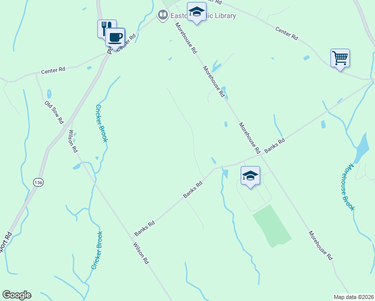 map of restaurants, bars, coffee shops, grocery stores, and more near 25 High Meadow Road in Easton