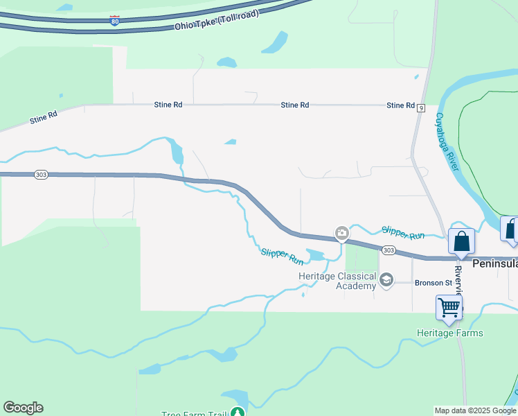 map of restaurants, bars, coffee shops, grocery stores, and more near 2220 West Streetsboro Road in Richfield