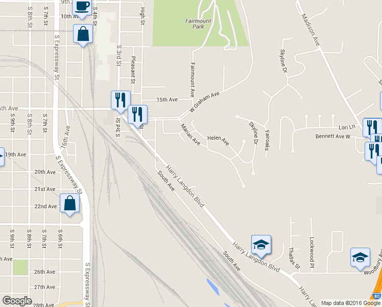 map of restaurants, bars, coffee shops, grocery stores, and more near 202 Marian Avenue in Council Bluffs