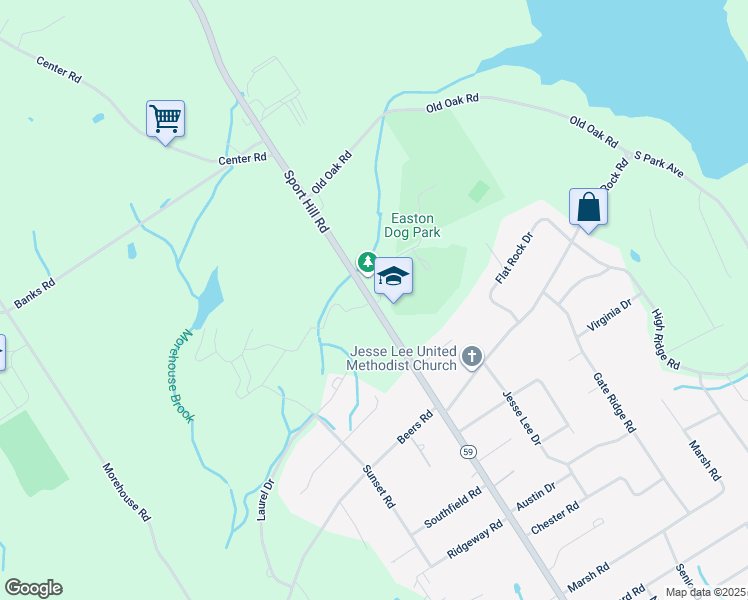 map of restaurants, bars, coffee shops, grocery stores, and more near 360 Sport Hill Road in Easton