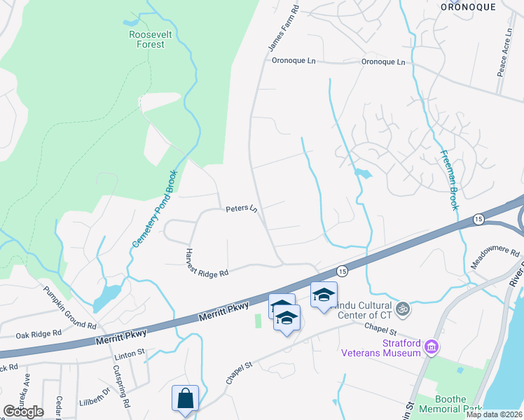 map of restaurants, bars, coffee shops, grocery stores, and more near 550 James Farm Road in Stratford