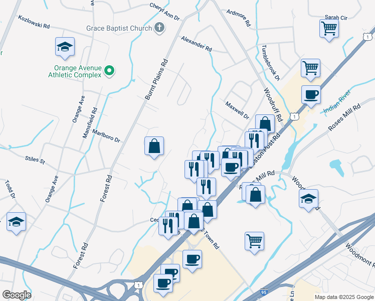 map of restaurants, bars, coffee shops, grocery stores, and more near 544 Swanson Crescent in Milford