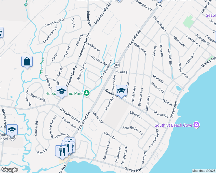map of restaurants, bars, coffee shops, grocery stores, and more near 271 Jones Hill Road in West Haven