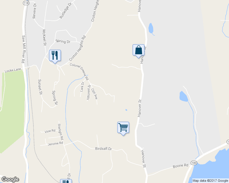 map of restaurants, bars, coffee shops, grocery stores, and more near 270 Colonel Greene Road in Yorktown Heights