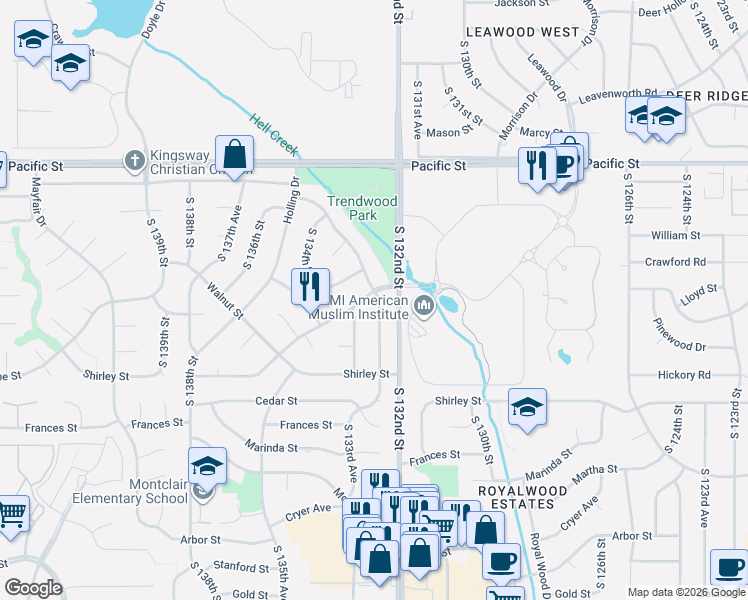 map of restaurants, bars, coffee shops, grocery stores, and more near 1617 South 133rd Street in Omaha