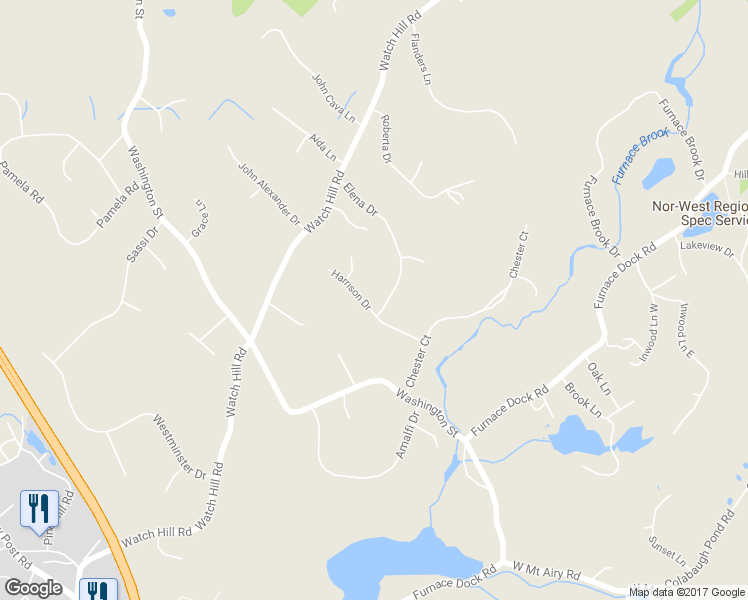 map of restaurants, bars, coffee shops, grocery stores, and more near 36 Elena Drive in Cortlandt