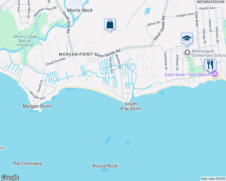 map of restaurants, bars, coffee shops, grocery stores, and more near 16 Farview road in East Haven