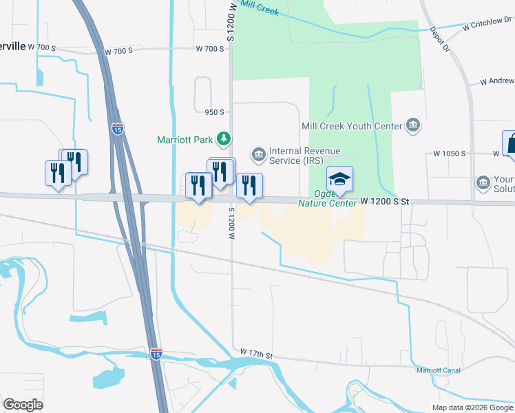 map of restaurants, bars, coffee shops, grocery stores, and more near in Ogden