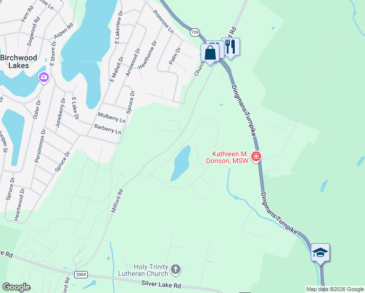 map of restaurants, bars, coffee shops, grocery stores, and more near Kemodobi Circle West in Dingmans Ferry