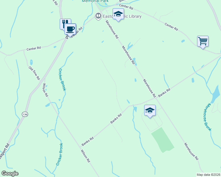 map of restaurants, bars, coffee shops, grocery stores, and more near 25 High Meadow Road in Easton