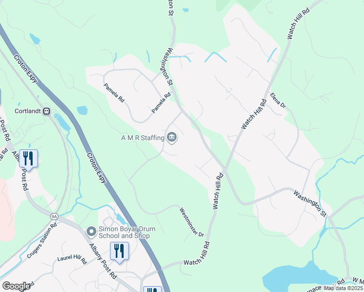map of restaurants, bars, coffee shops, grocery stores, and more near 17 Sassi Drive in Croton-on-Hudson
