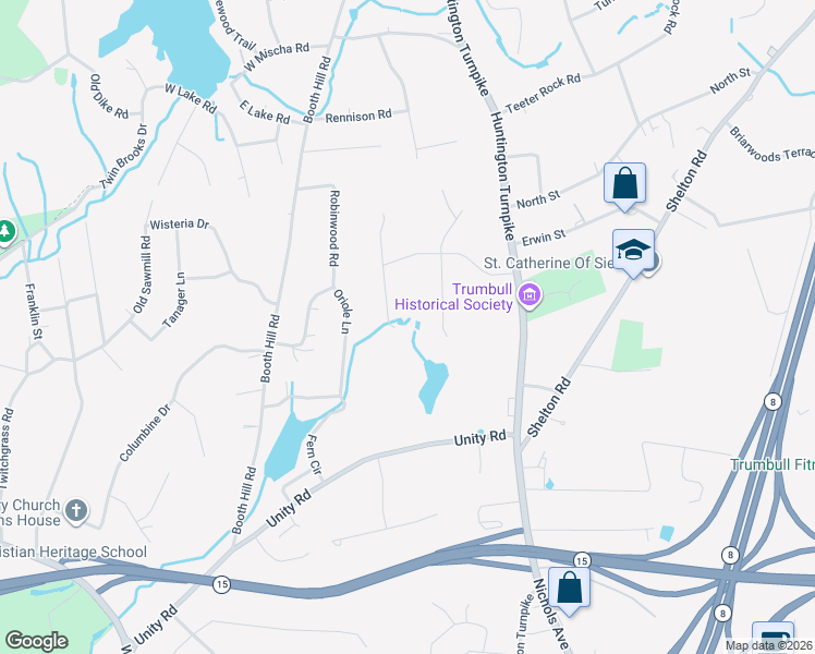 map of restaurants, bars, coffee shops, grocery stores, and more near 40 Puritan Road in Trumbull