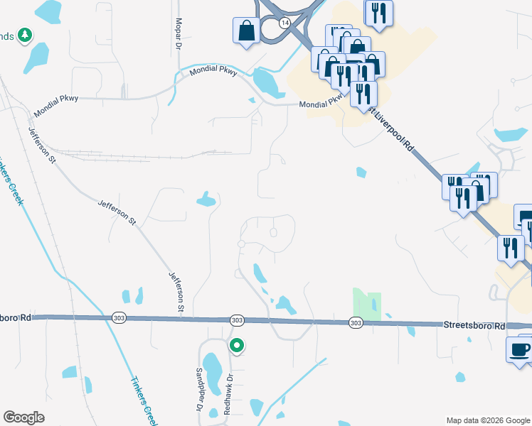 map of restaurants, bars, coffee shops, grocery stores, and more near 700 Gold Leaf Court in Streetsboro