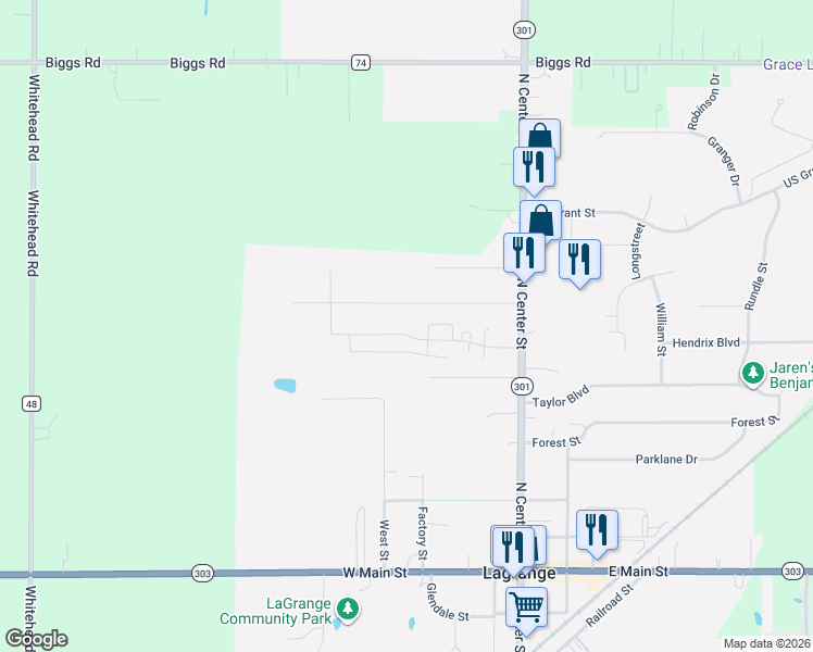 map of restaurants, bars, coffee shops, grocery stores, and more near 141 Keywood Boulevard in LaGrange