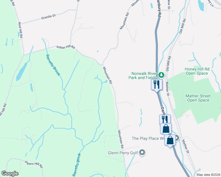 map of restaurants, bars, coffee shops, grocery stores, and more near 220 Mountain Road in Wilton