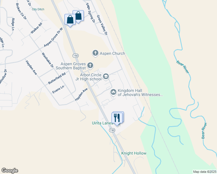 map of restaurants, bars, coffee shops, grocery stores, and more near 251 South Valley Drive in Evanston