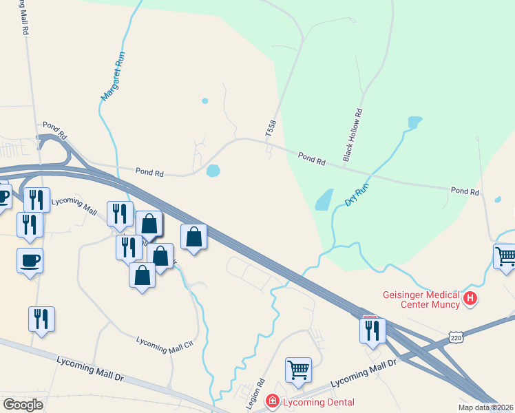 map of restaurants, bars, coffee shops, grocery stores, and more near in Pennsdale