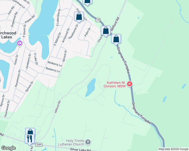 map of restaurants, bars, coffee shops, grocery stores, and more near Kemodobi Circle West in Dingmans Ferry