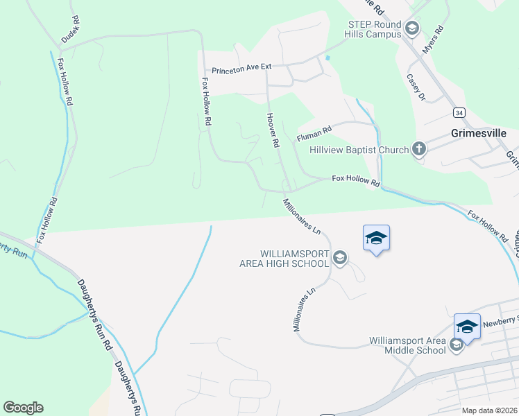 map of restaurants, bars, coffee shops, grocery stores, and more near 1513 Fox Hollow Road in Williamsport